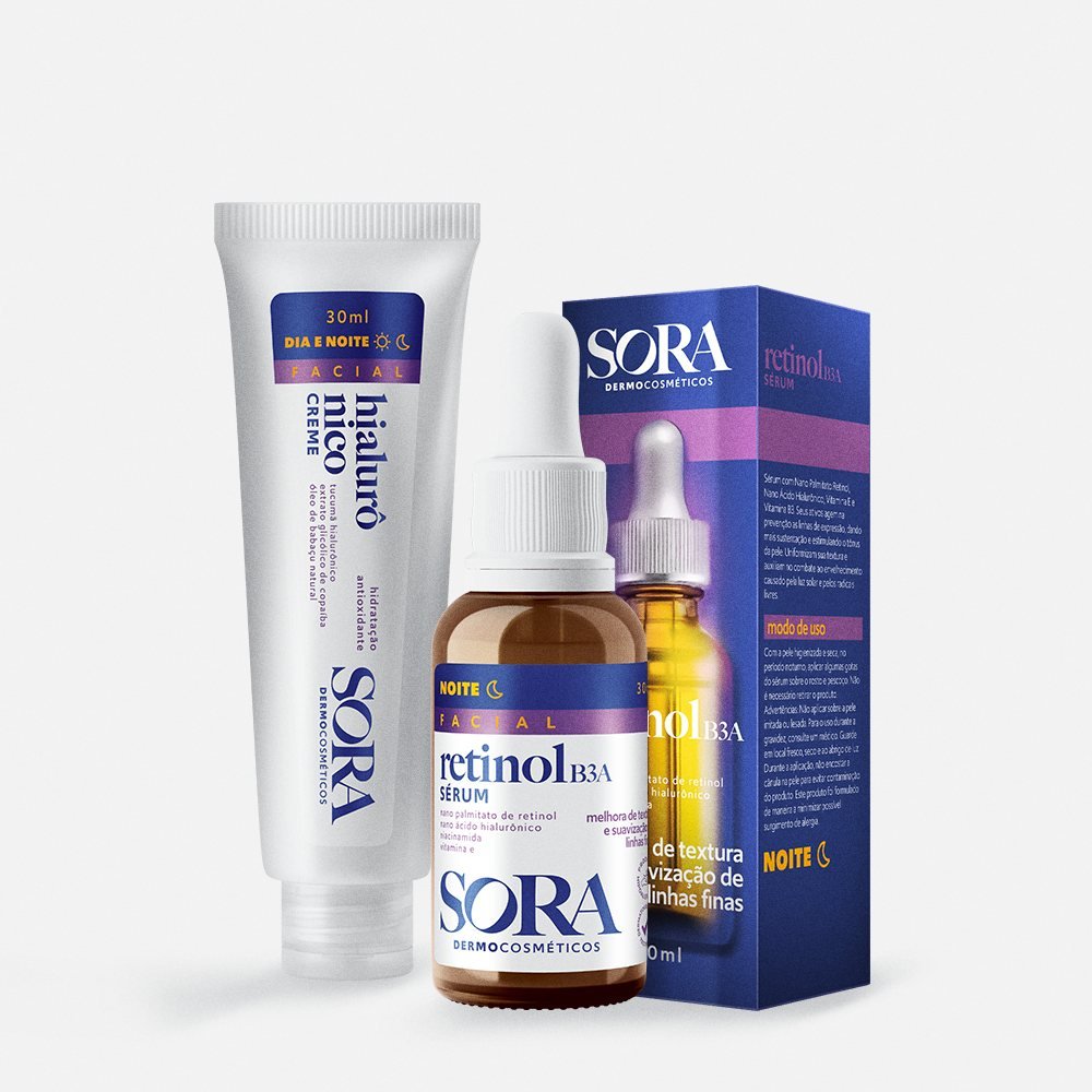 Duo Colágeno e Hidratação — Creme Hialurônico + Sérum Retinol B3A