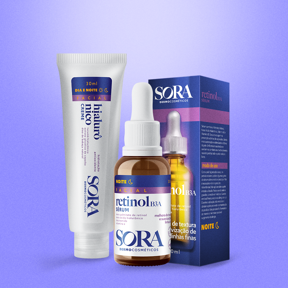 Duo Colágeno e Hidratação — Creme Hialurônico + Sérum Retinol B3A