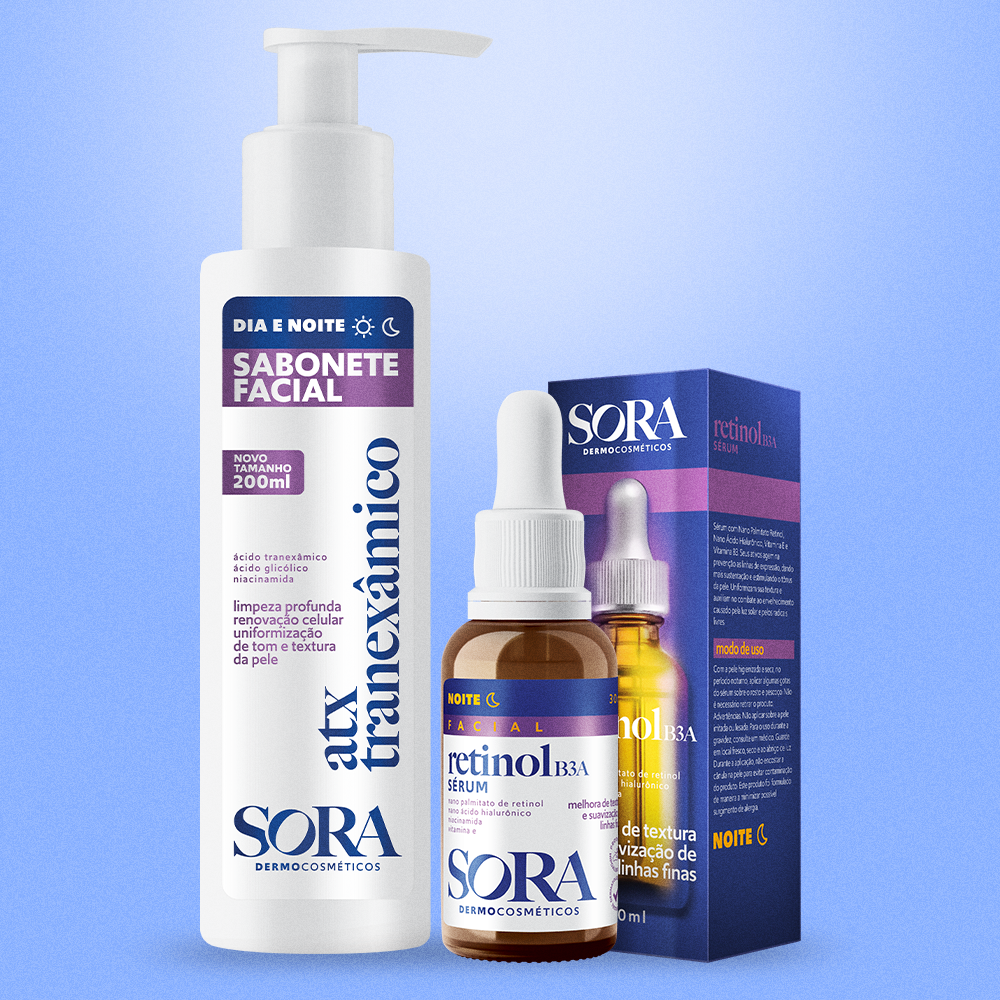 Duo Limpeza e Reparação — Sabonete ATX + Sérum Retinol B3A